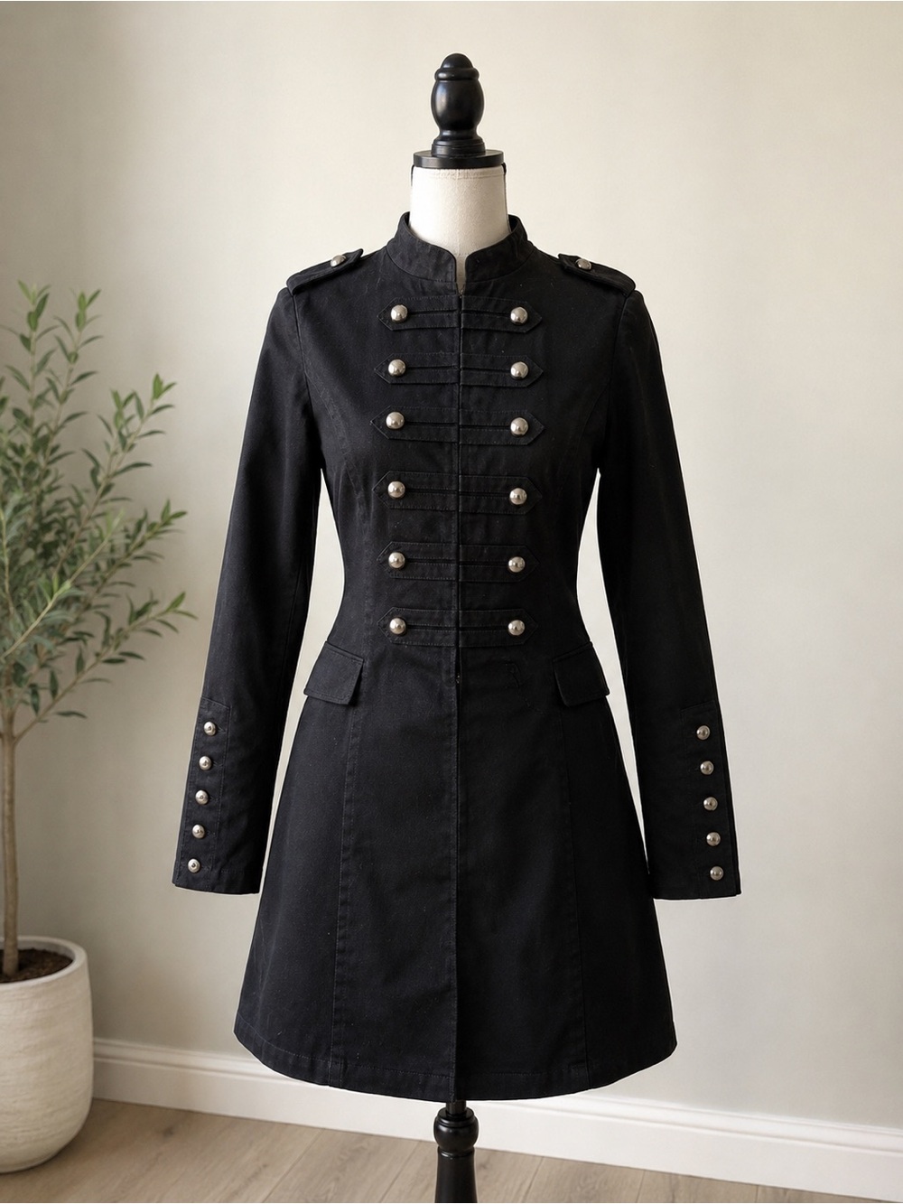 Frida G London Black Military Gothic Longline Jacket Coat Size 10